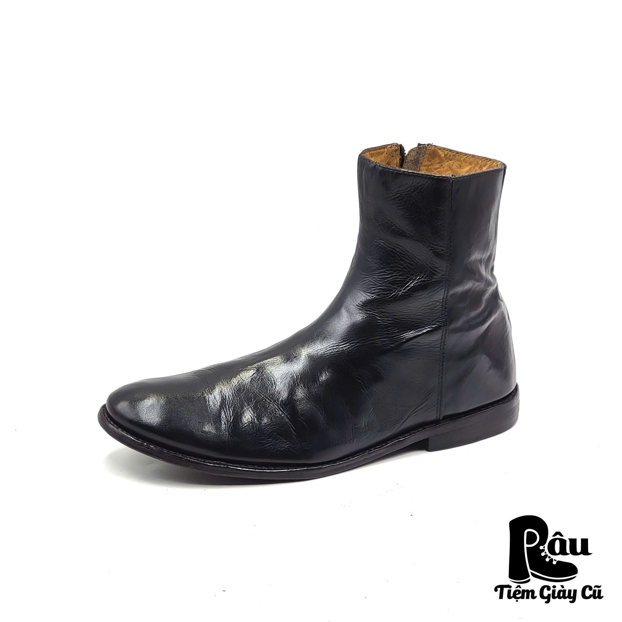 |SIZE 45| BED|STÜ COBBLER SERIES BLACK SIDE-ZIP DRESS BOOT Z45-6860