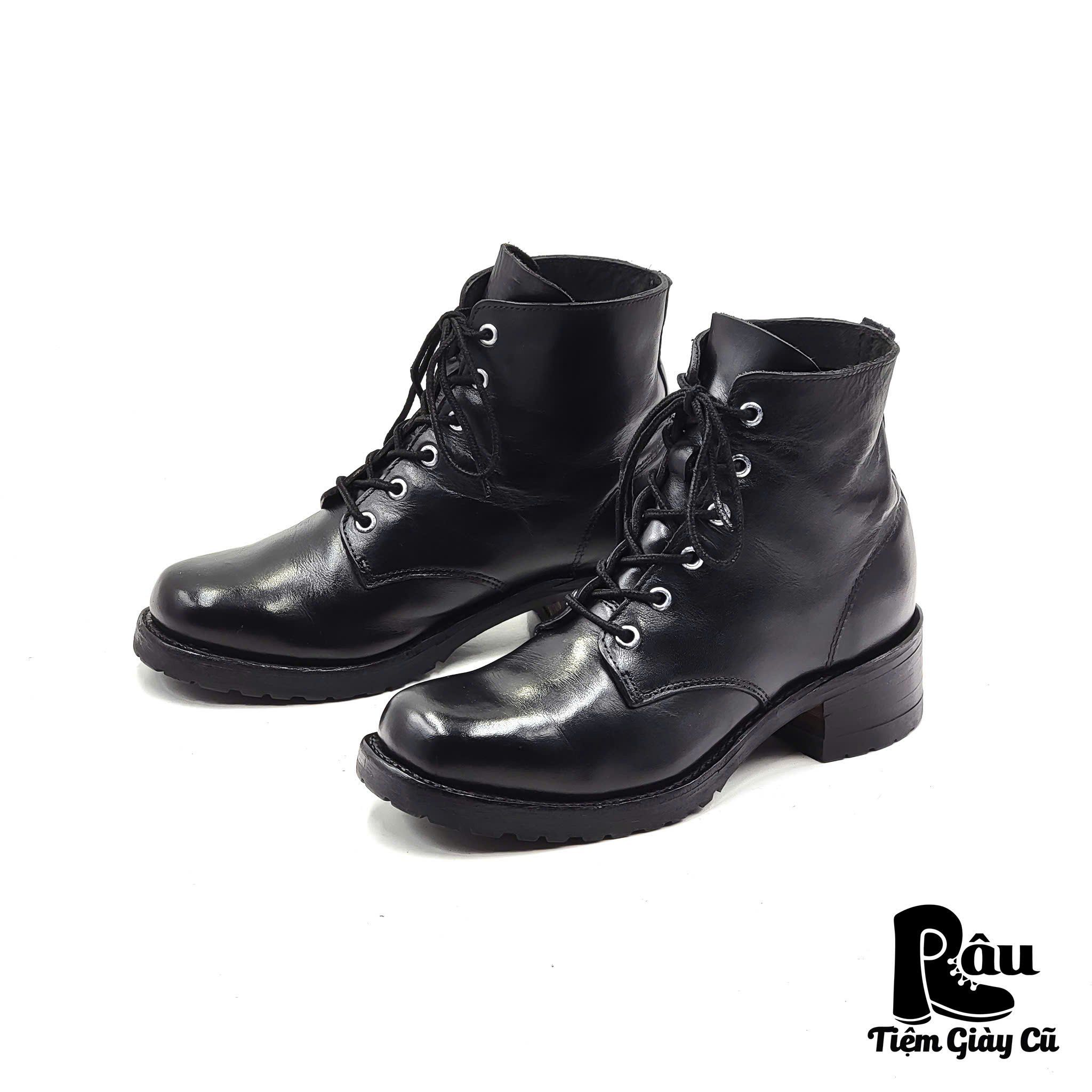 |SIZE 37.5| G.H.BASS VINTAGE BLACK LACE-UP ANKLE BOOT Z37.5-6963