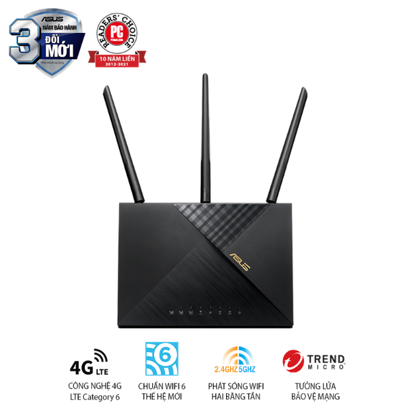 Bộ Phát Wi-Fi 4G ASUS 4G-AX56 AX1800 Wi-Fi 6 Cat.6