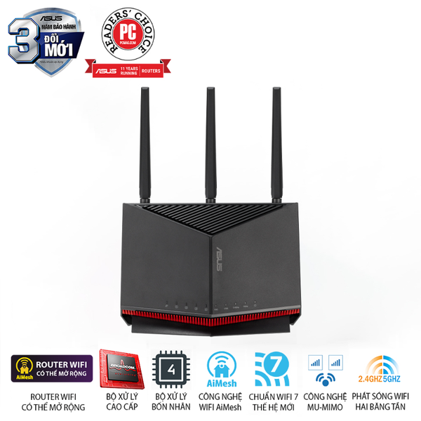 Router Wi-Fi 7 ASUS RT-BE86U BE6800