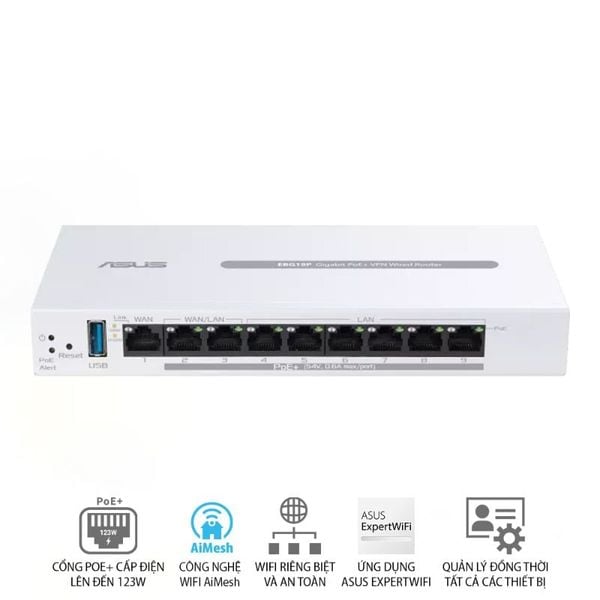 Router VPN Có Dây ASUS ExpertWiFi EBG19P 8 Cổng PoE+ 123W