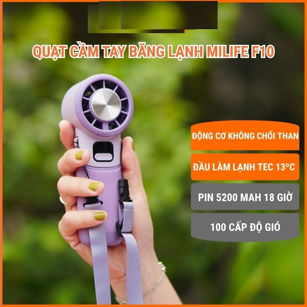 Quạt cầm tay tích điện miLife F10 đầu xoay 180 độ