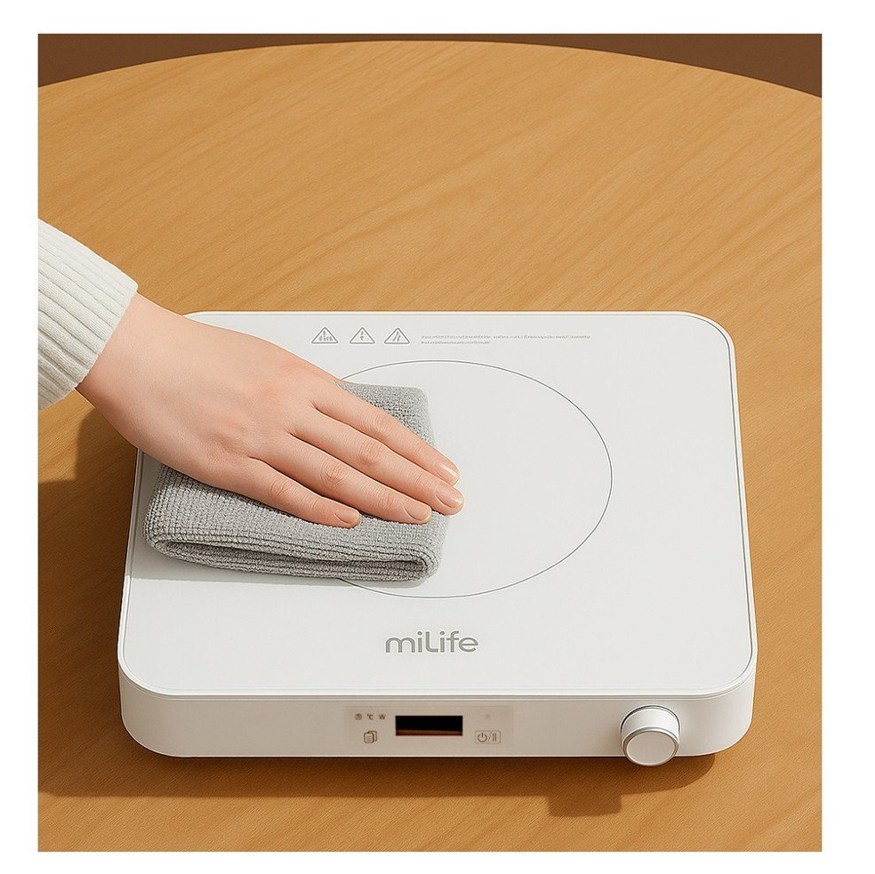 Bếp từ 99 mức nhiệt miLife Youth Lite N3P vuông công suất 2100W mâm từ lõi kép thuần đồng - Đun liu riu, hẹn giờ tắt bếp, bảo hành 12 tháng