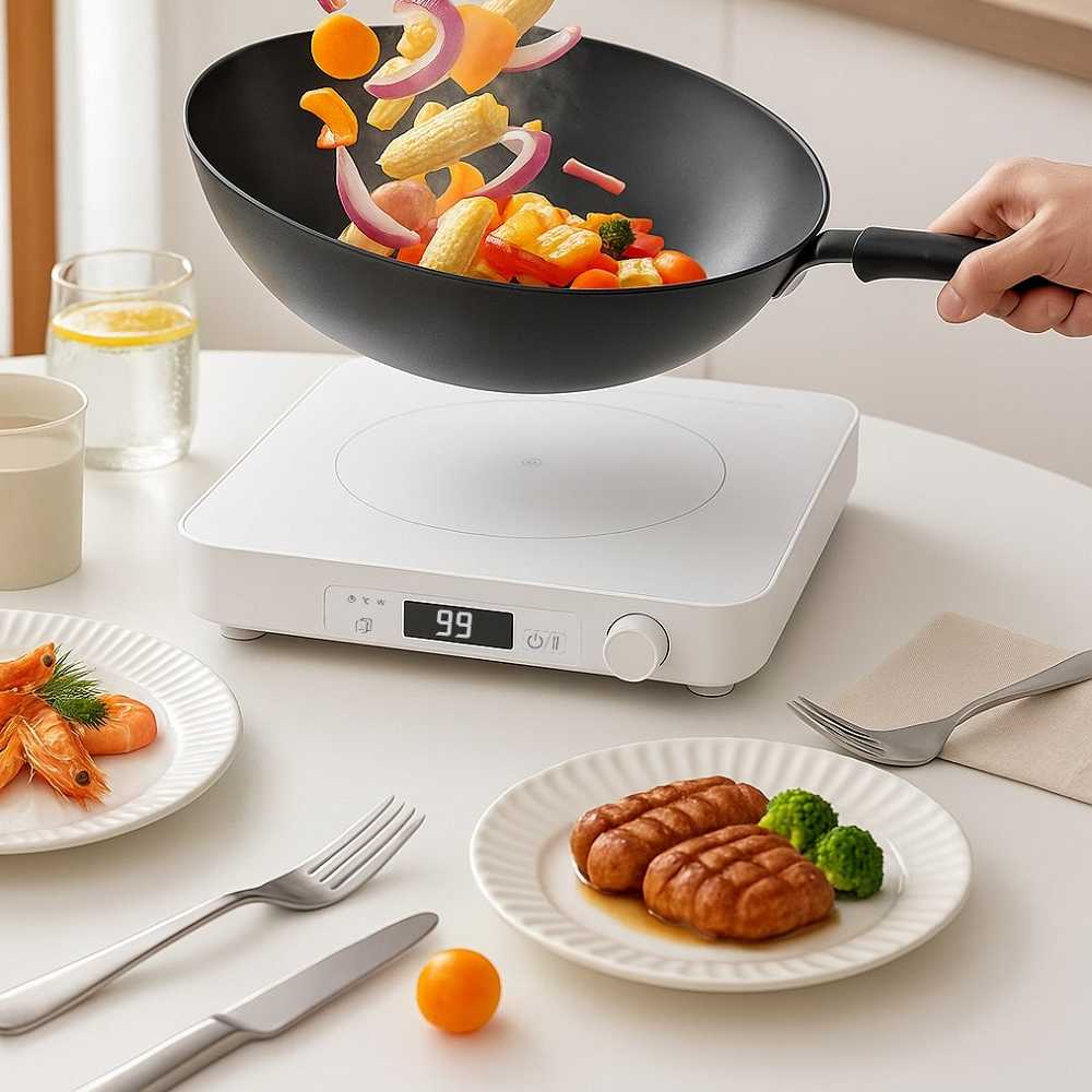 Bếp từ 99 mức nhiệt miLife Youth Lite N3P vuông công suất 2100W mâm từ lõi kép thuần đồng - Đun liu riu, hẹn giờ tắt bếp, bảo hành 12 tháng