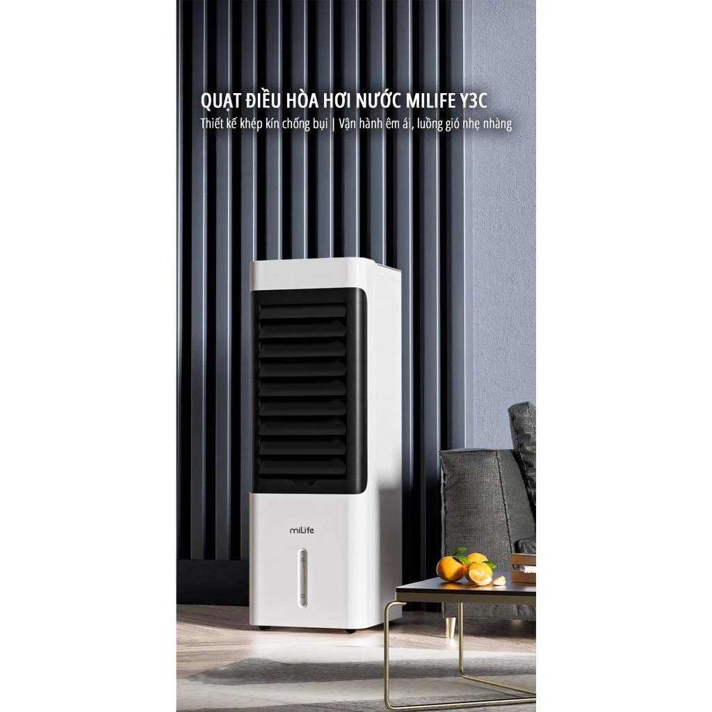 Quạt điều hòa hơi nước Milife Y3C bình chứa 4.5L có ion âm thêm nước từ đỉnh - Remote điều khiển bảo hành 12 tháng
