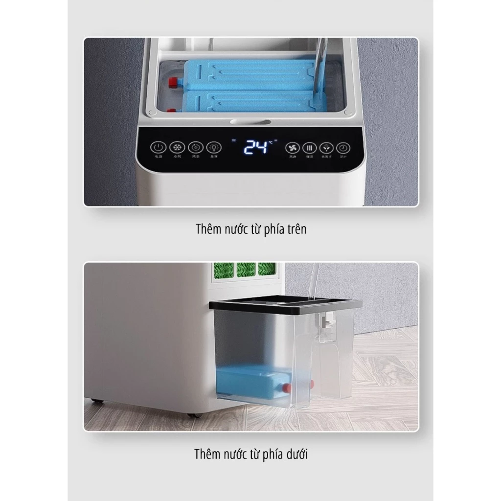 Quạt điều hòa hơi nước Milife Y3C bình chứa 4.5L có ion âm thêm nước từ đỉnh - Remote điều khiển bảo hành 12 tháng