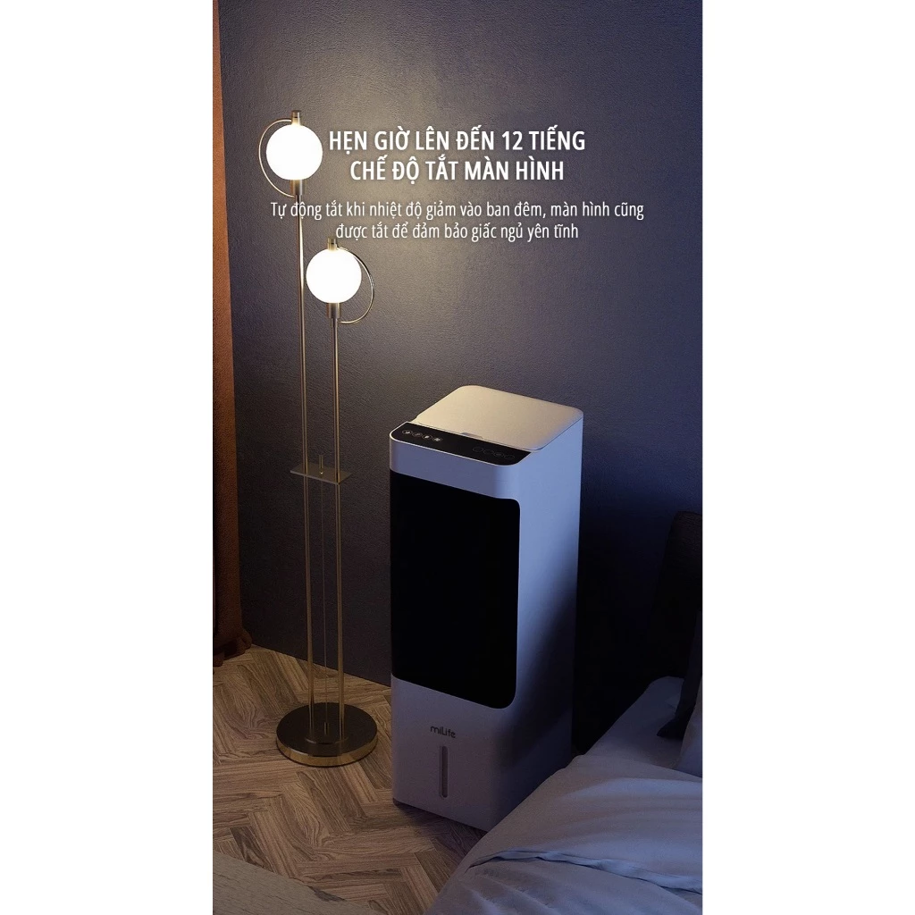 Quạt điều hòa hơi nước Milife Y3C bình chứa 4.5L có ion âm thêm nước từ đỉnh - Remote điều khiển bảo hành 12 tháng