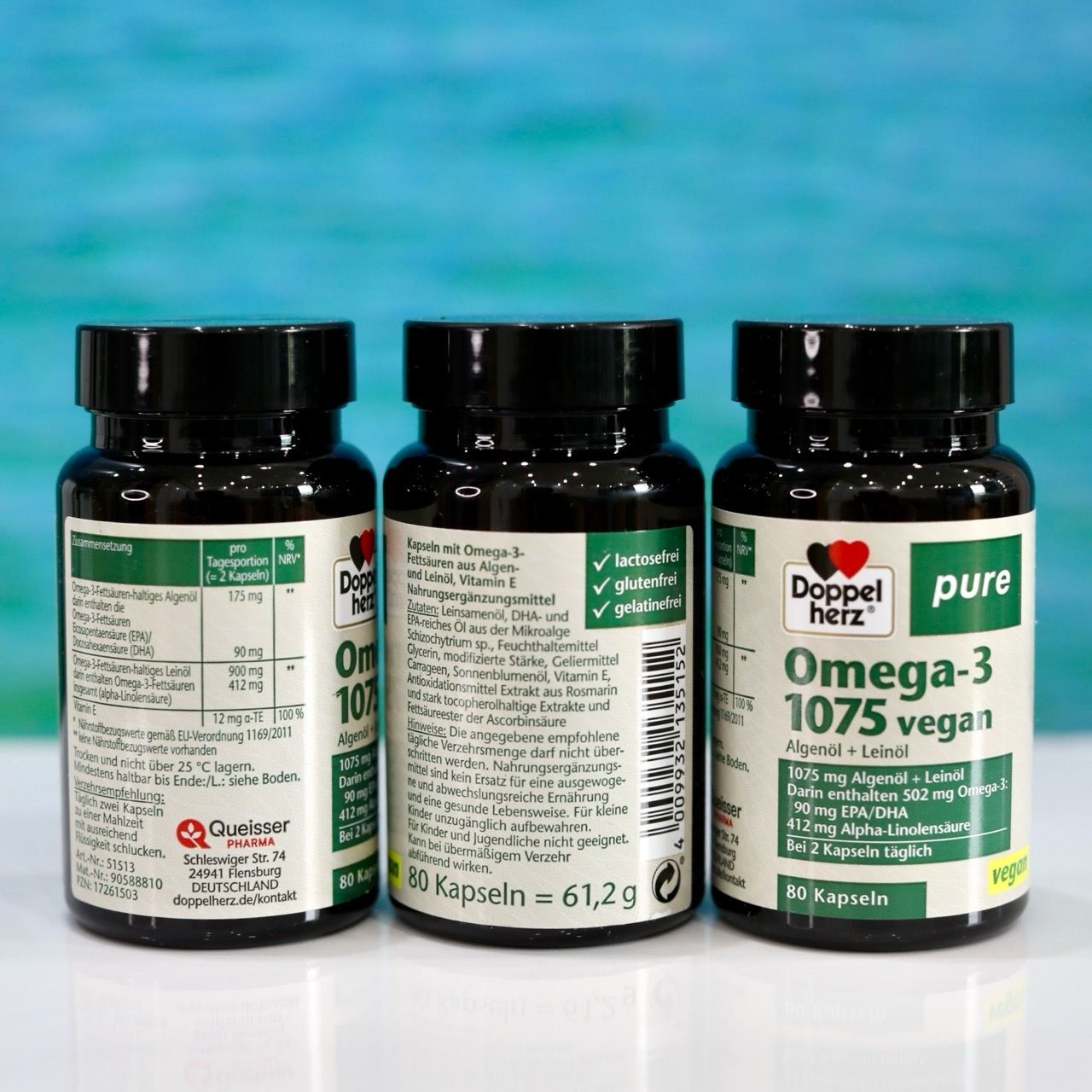 Viên uống bổ sung Omega-3 thuần chay Doppelherz Pure 1075mg – Hộp 80 viên – Chiết xuất từ tảo biển