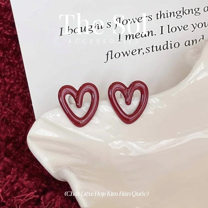 Bông Tai Hàn Quốc Big Red Heart