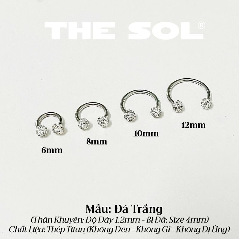 Khuyên Tai Titan Unisex SEPTUM Đính Bi Đá