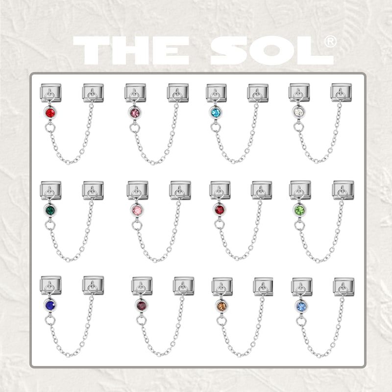 Charm Titan Italian Bracelet - Charm Đôi Birthstone