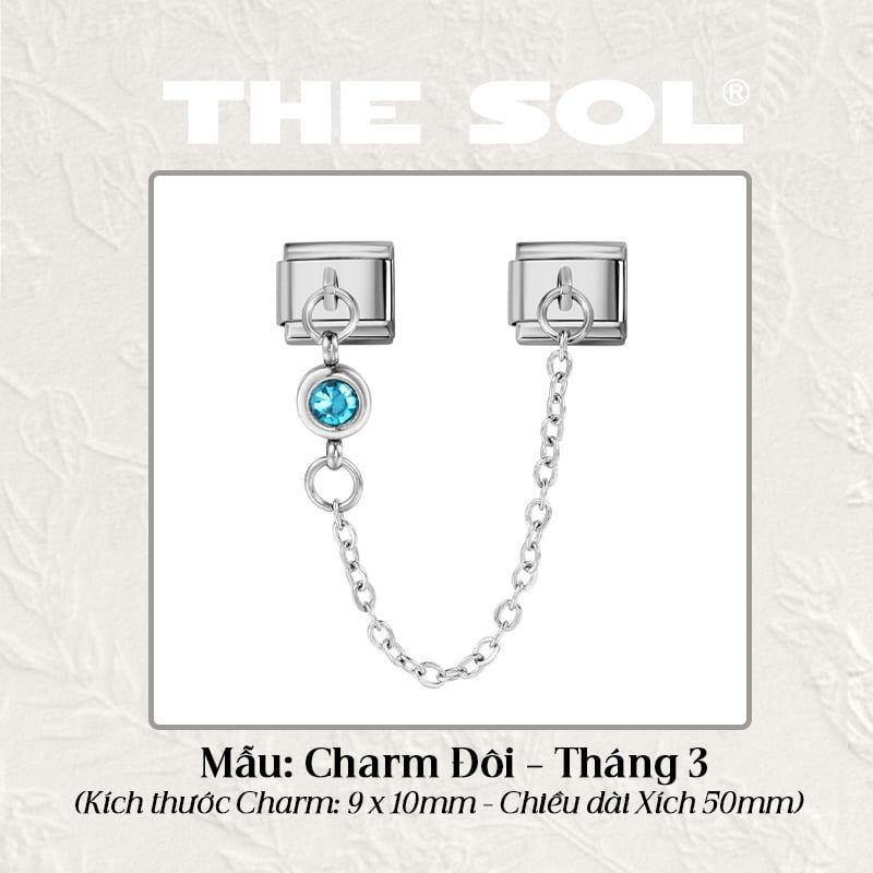 Charm Titan Italian Bracelet - Charm Đôi Birthstone