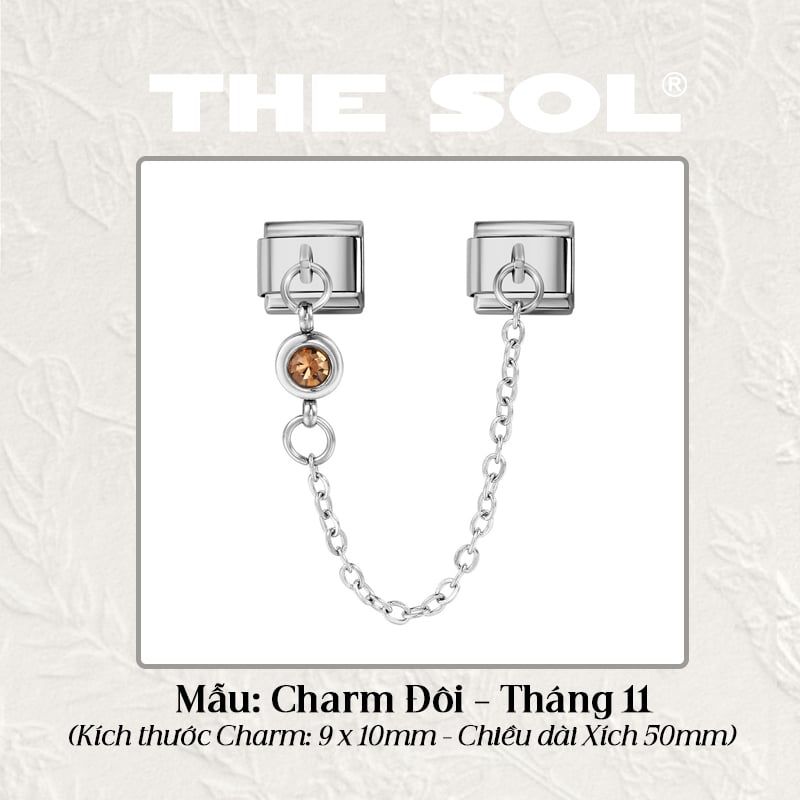 Charm Titan Italian Bracelet - Charm Đôi Birthstone