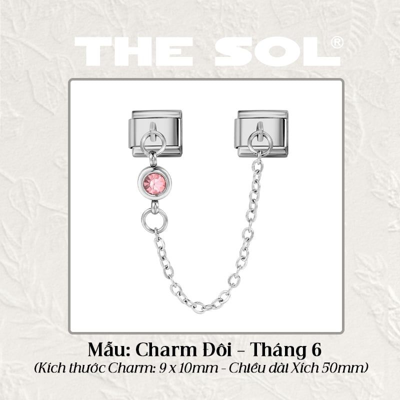 Charm Titan Italian Bracelet - Charm Đôi Birthstone
