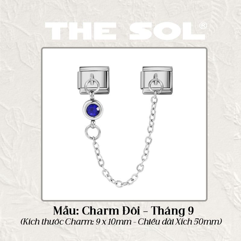 Charm Titan Italian Bracelet - Charm Đôi Birthstone