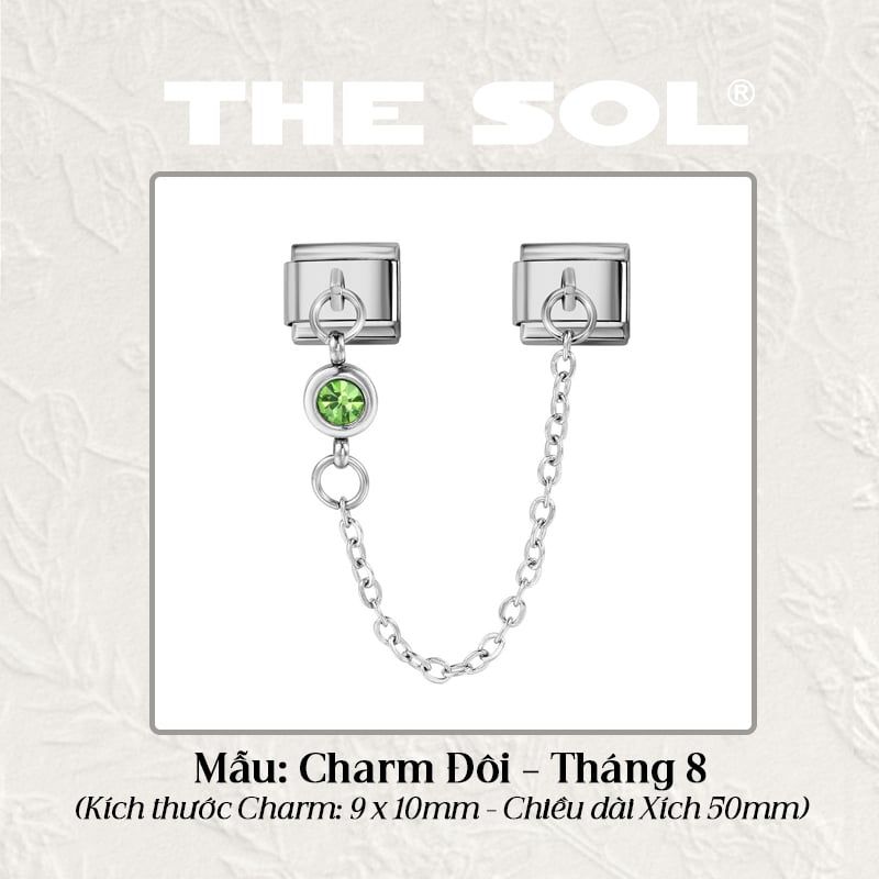 Charm Titan Italian Bracelet - Charm Đôi Birthstone