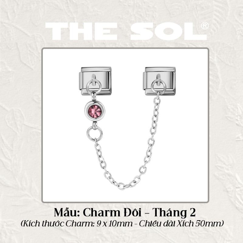 Charm Titan Italian Bracelet - Charm Đôi Birthstone