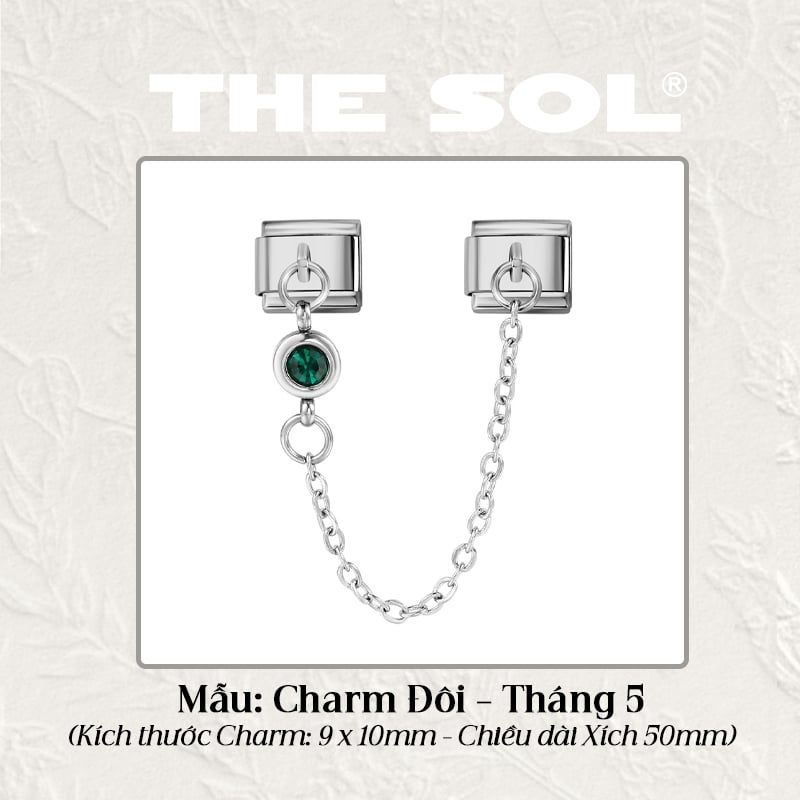 Charm Titan Italian Bracelet - Charm Đôi Birthstone
