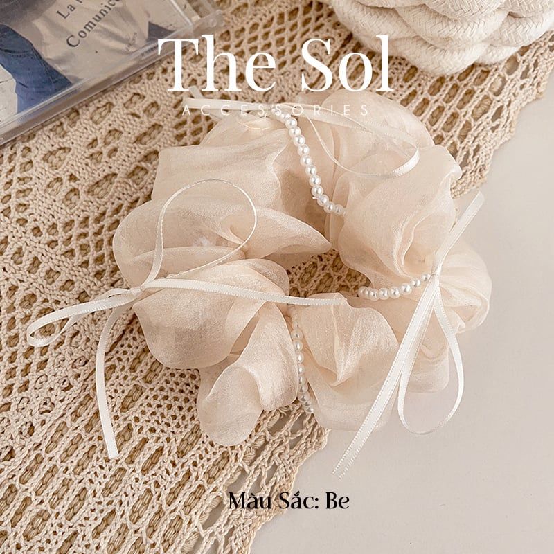Cột Tóc Scrunchies Ribbon Bow