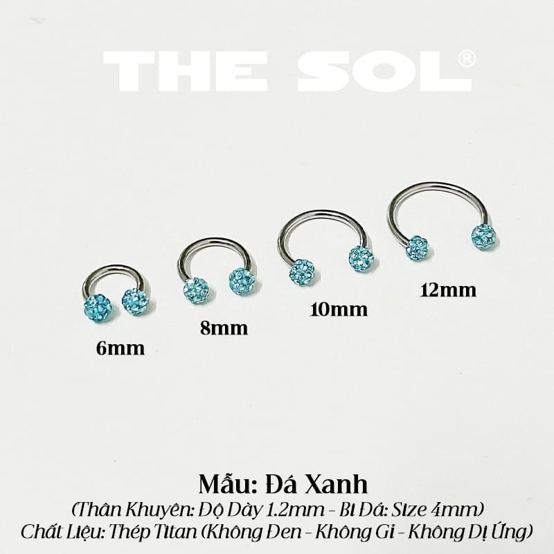 Khuyên Tai Titan Unisex SEPTUM Đính Bi Đá