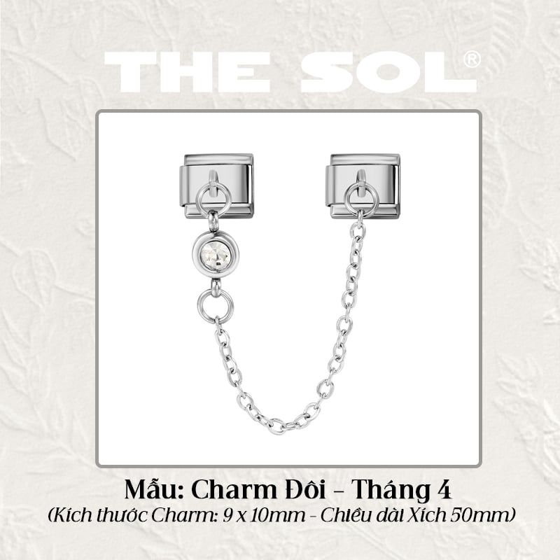 Charm Titan Italian Bracelet - Charm Đôi Birthstone