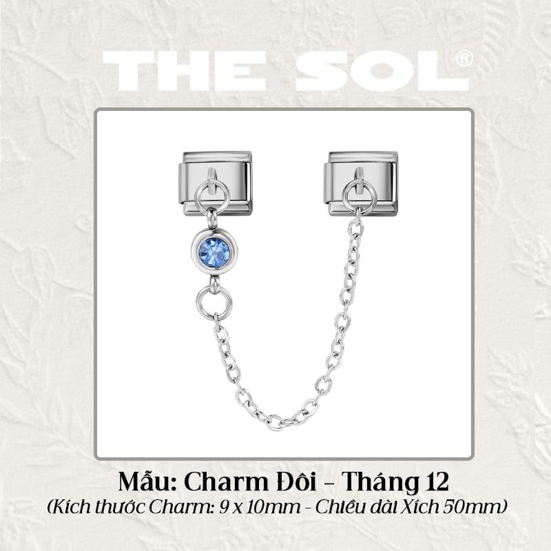 Charm Titan Italian Bracelet - Charm Đôi Birthstone