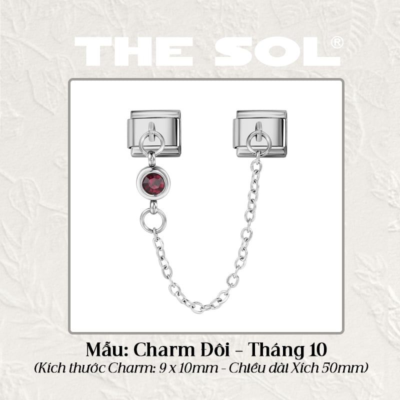 Charm Titan Italian Bracelet - Charm Đôi Birthstone