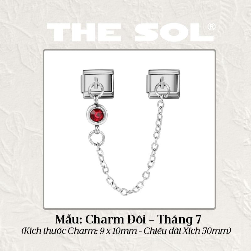 Charm Titan Italian Bracelet - Charm Đôi Birthstone