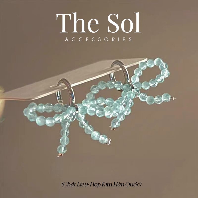 Bông Tai Hàn Quốc Blue Bead Bow