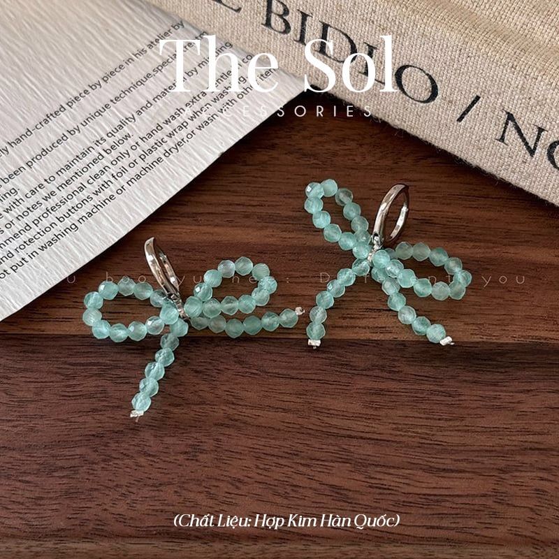 Bông Tai Hàn Quốc Blue Bead Bow