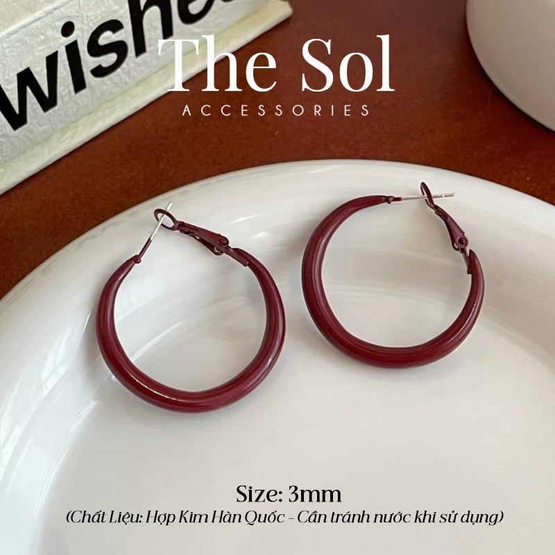 Bông Tai Hàn Quốc Red Hoops