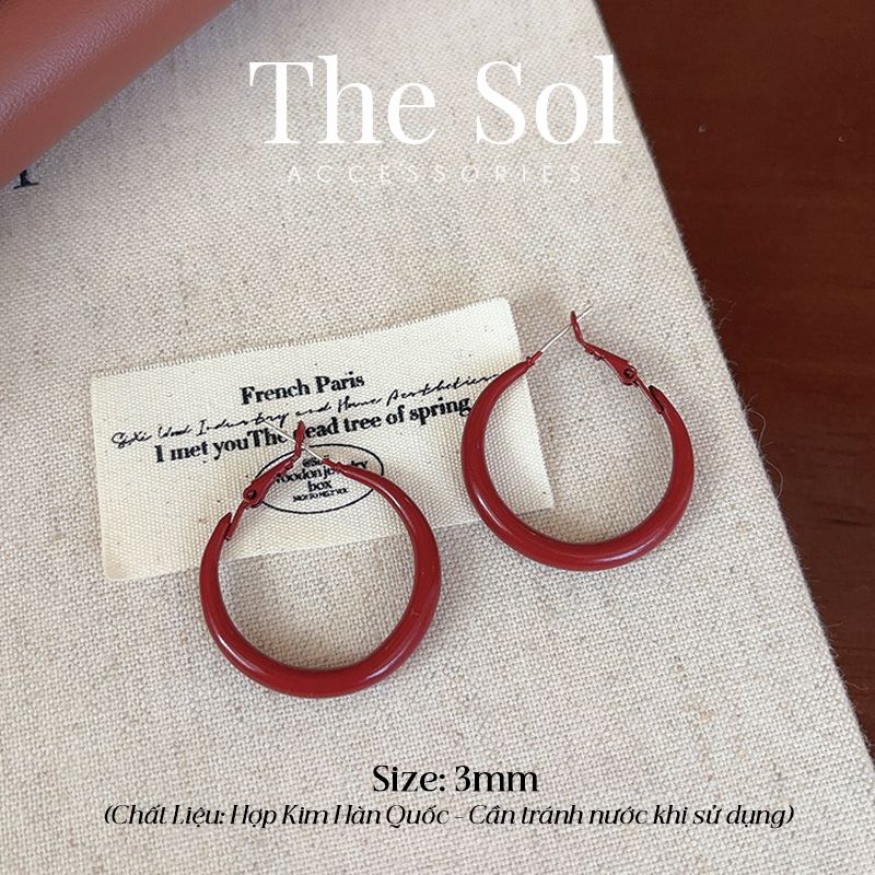 Bông Tai Hàn Quốc Red Hoops