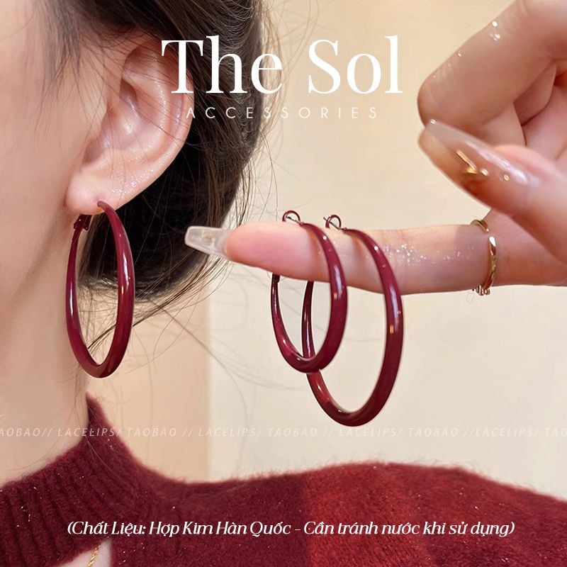 Bông Tai Hàn Quốc Red Hoops