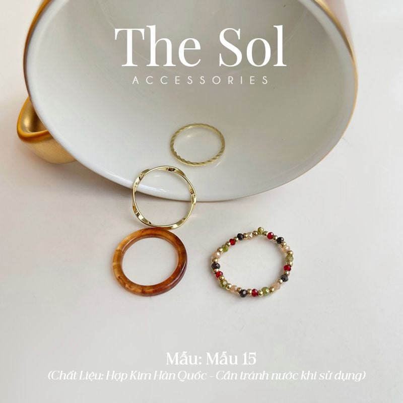Set Nhẫn Hàn Quốc Colorful Golden - Mẫu 15