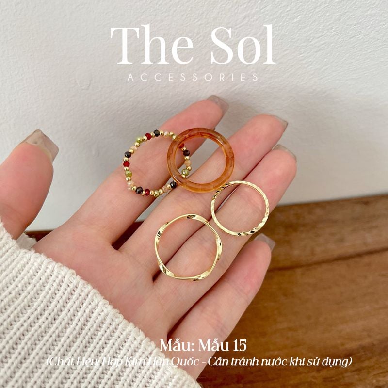 Set Nhẫn Hàn Quốc Colorful Golden - Mẫu 15