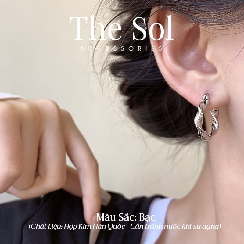 Bông Tai Hàn Quốc Silver Curve