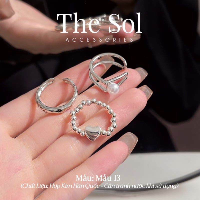 Set Nhẫn Hàn Quốc Metal Heart - Mẫu 13