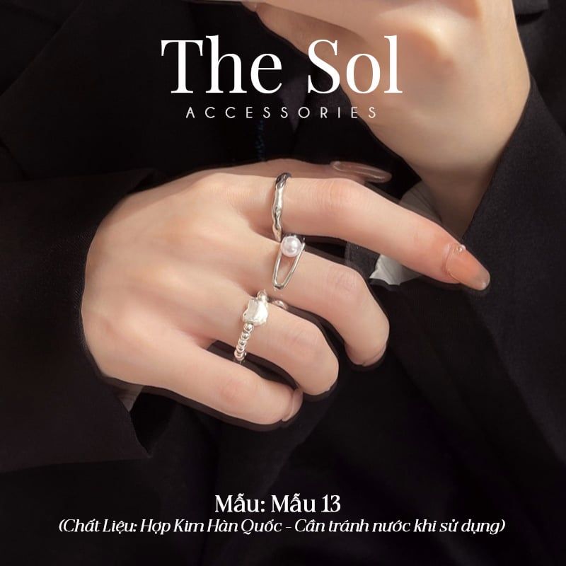 Set Nhẫn Hàn Quốc Metal Heart - Mẫu 13