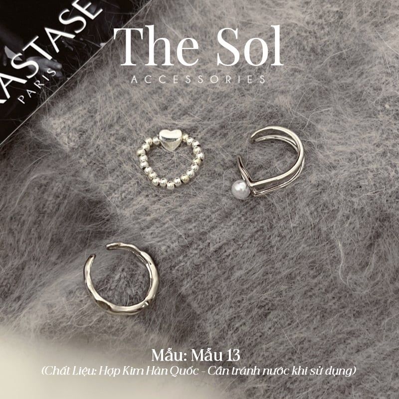 Set Nhẫn Hàn Quốc Metal Heart - Mẫu 13