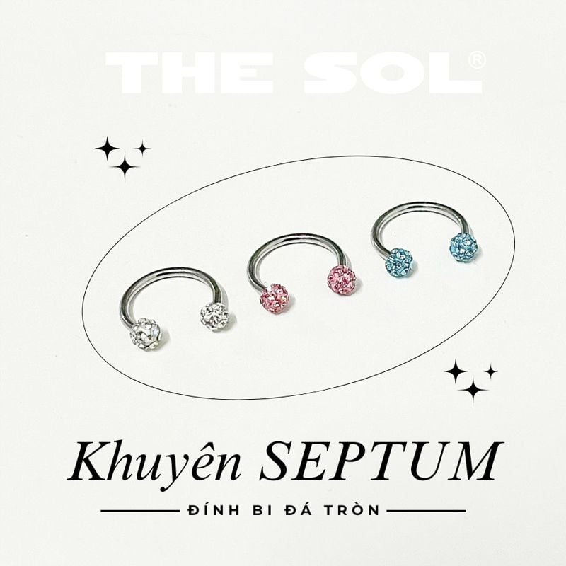 Khuyên Tai Titan Unisex SEPTUM Đính Bi Đá
