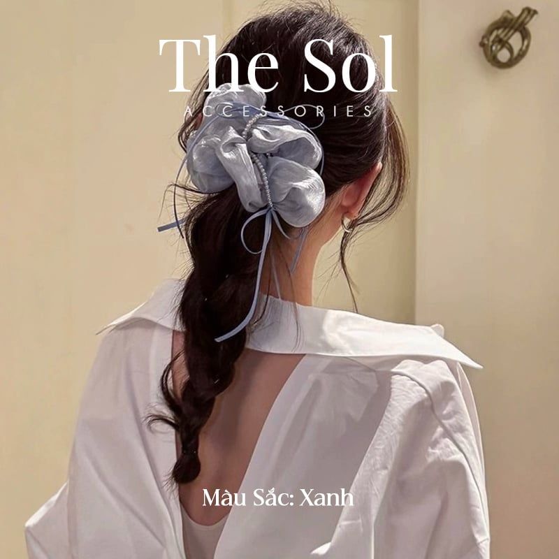 Cột Tóc Scrunchies Ribbon Bow