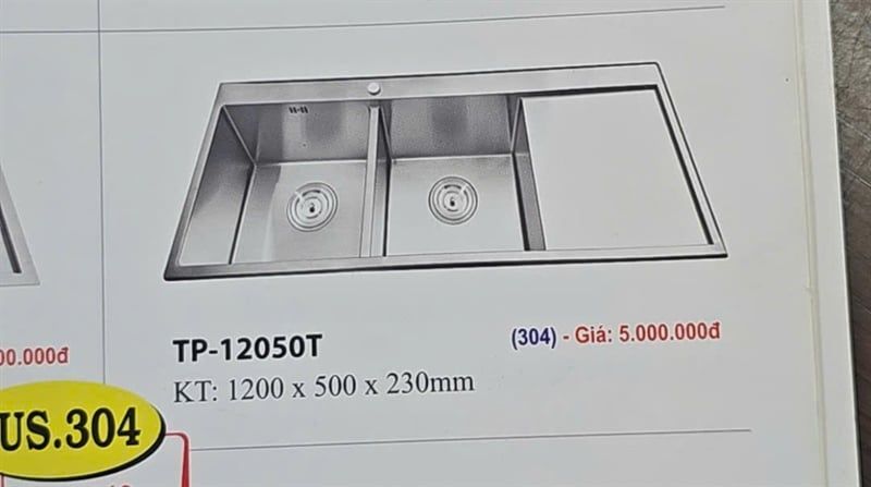 chậu chén tp120505t 1200*500*230mm đúc 304 ( đã giảm)
