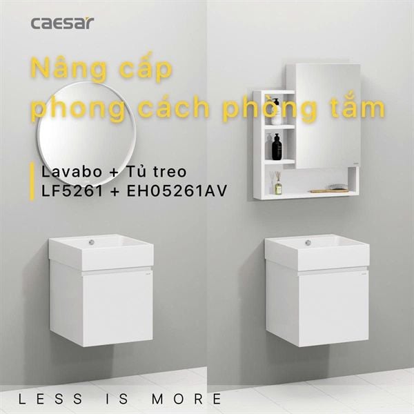 LF5261+ EH05261AV Lavabo và tủ treo KT: LF5261: 450x420x110mm KT: EH05261AV: 435x410x400 mm