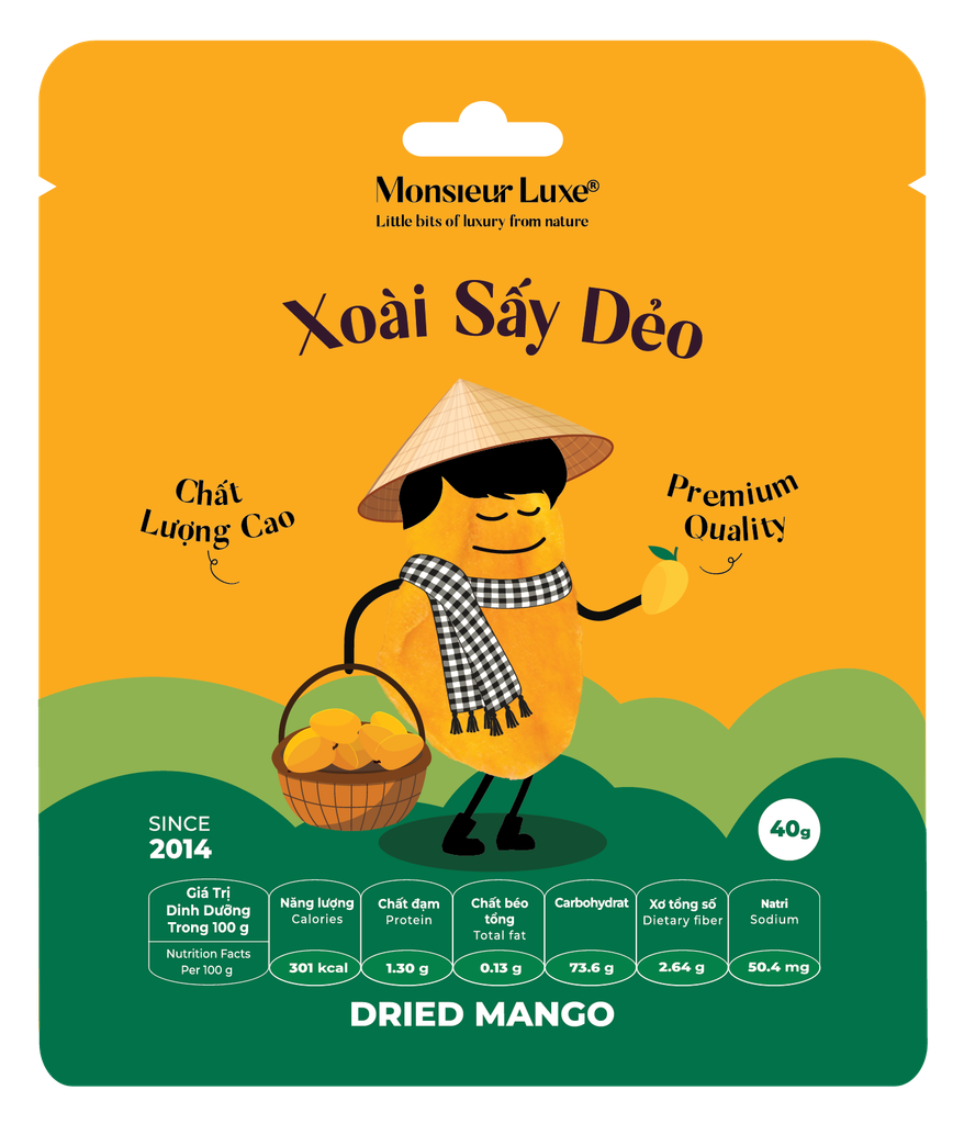 Monsieur Luxe Xoài Sấy Dẻo Ít Đường - Dried Mango Less Sugar - 40g