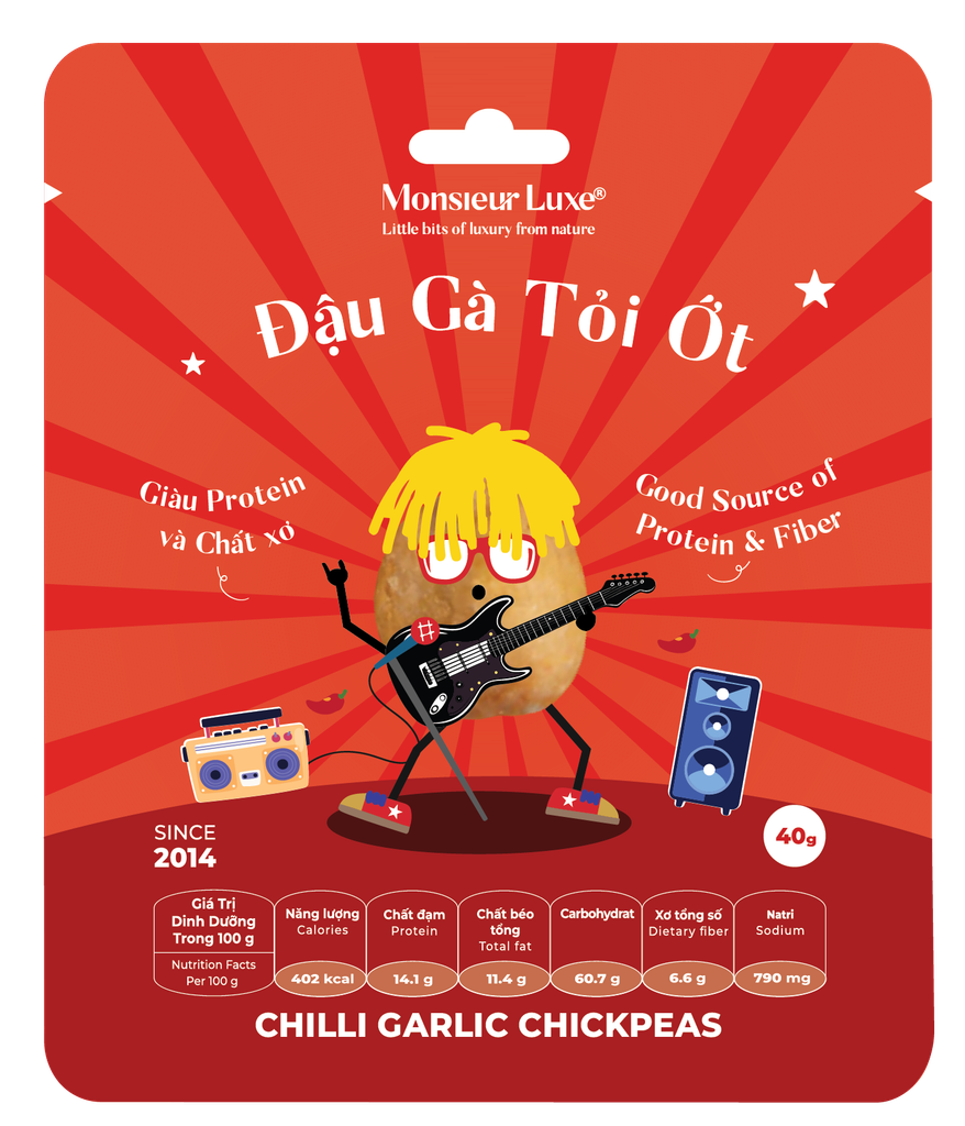 Monsieur Luxe Đậu Gà Tỏi Ớt - Chilli Garlic Chickpea - 40g