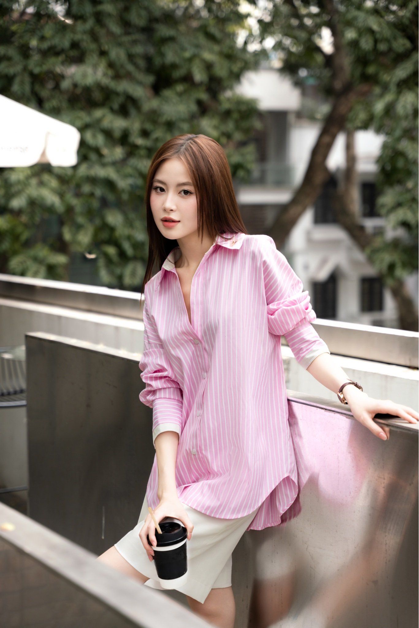 Basic Striped Shirt - Hồng