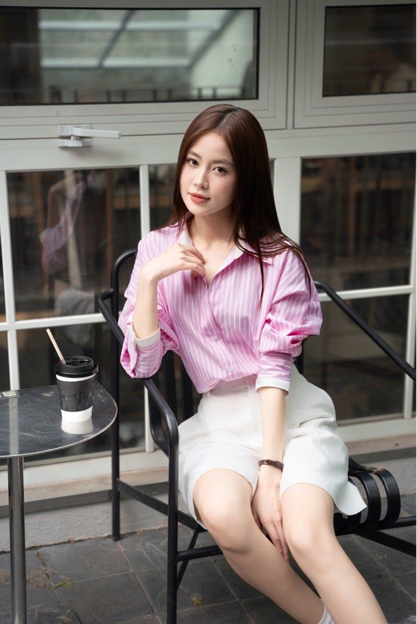 Basic Striped Shirt - Hồng
