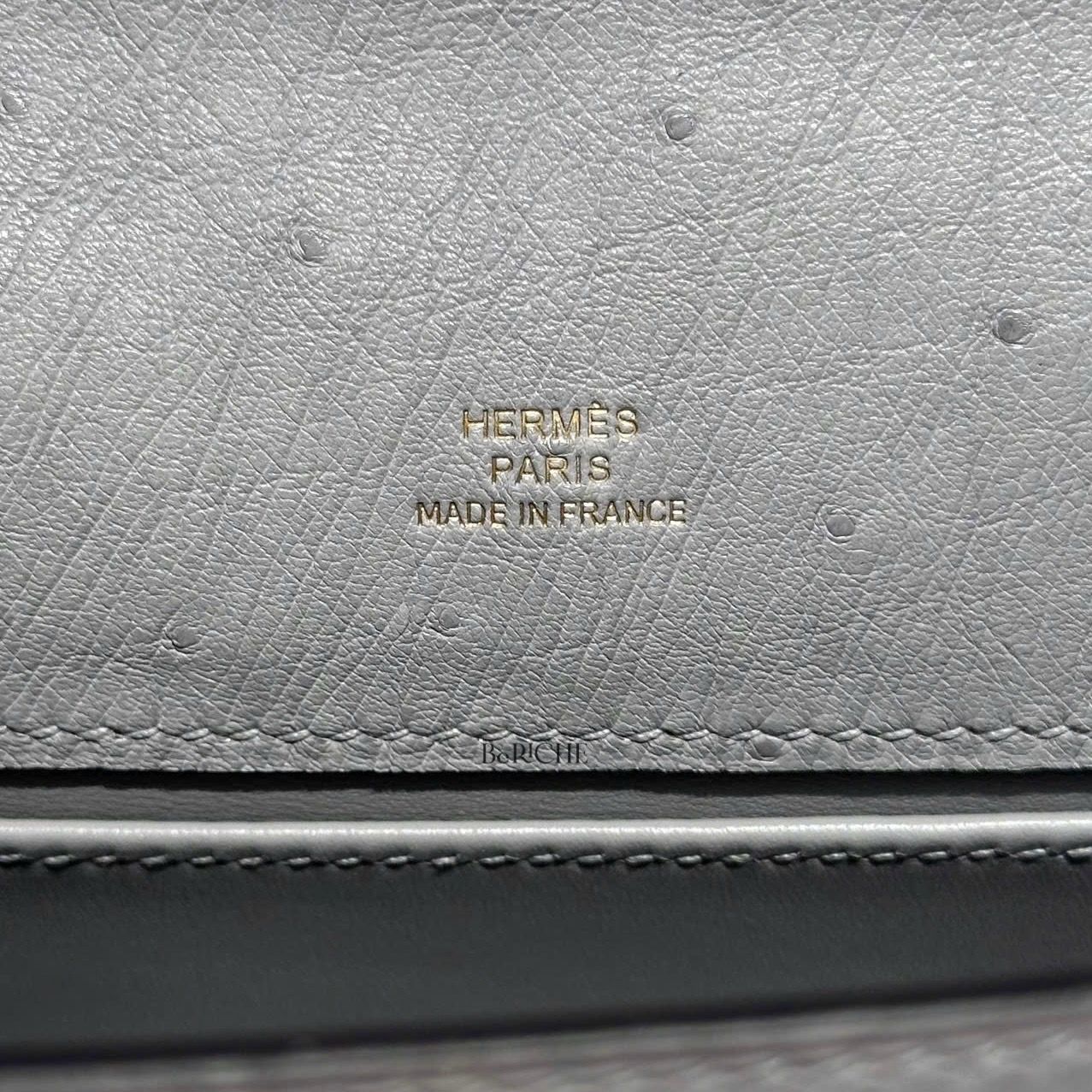 Kelly Pochette KP22 Ostrich Bleu Glacier GHW