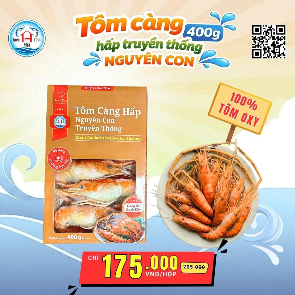Tôm Càng Hấp Nguyên Con Cao Cấp - Hộp 400G