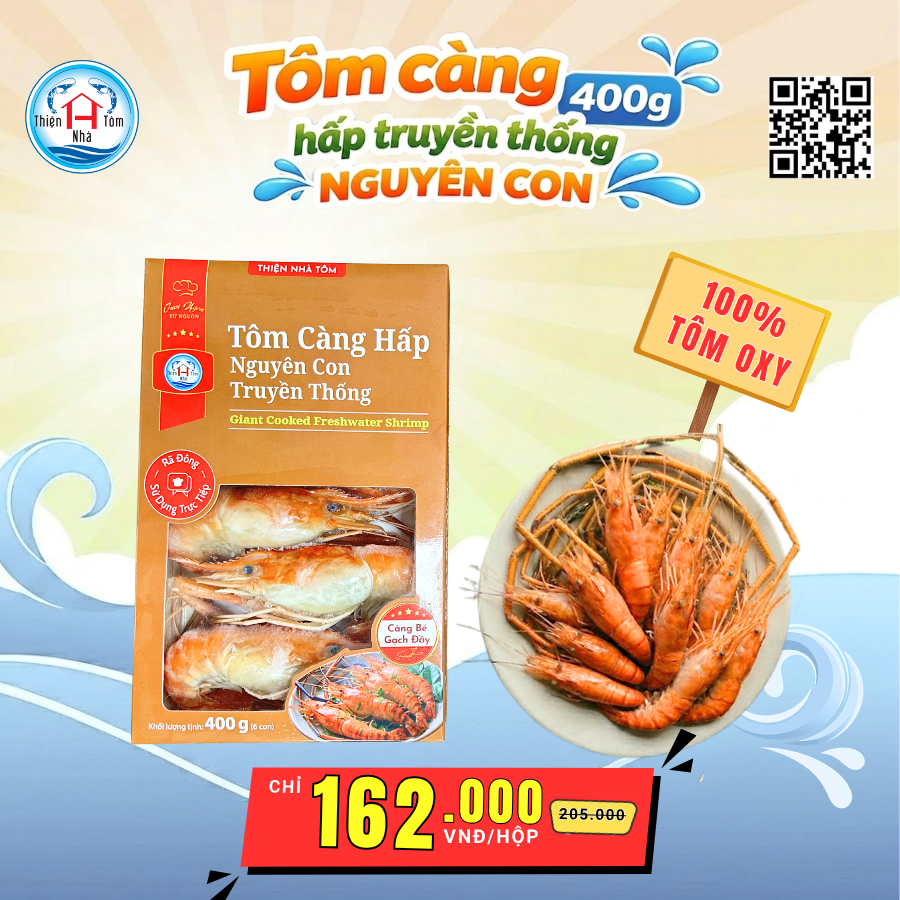 Tôm Càng Hấp Nguyên Con Cao Cấp - Hộp 400G